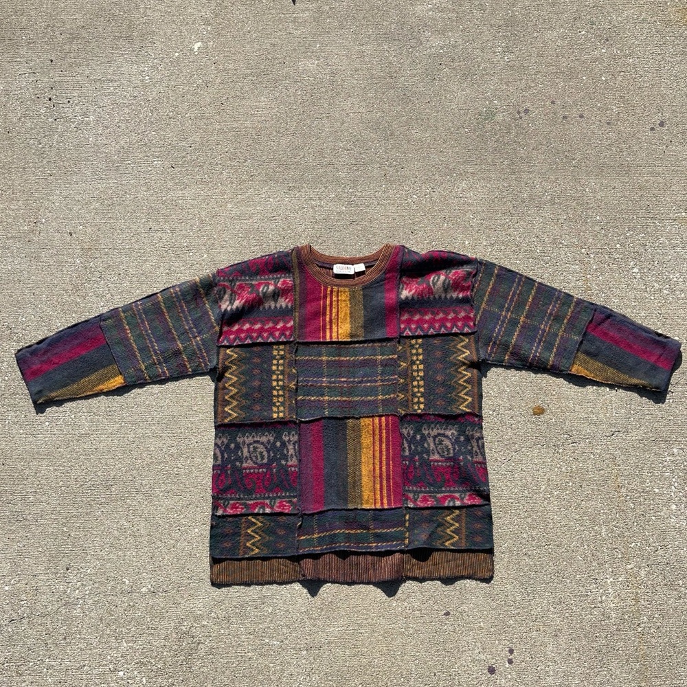 Vintage Patchwork Sweater Stefani International M… - image 1